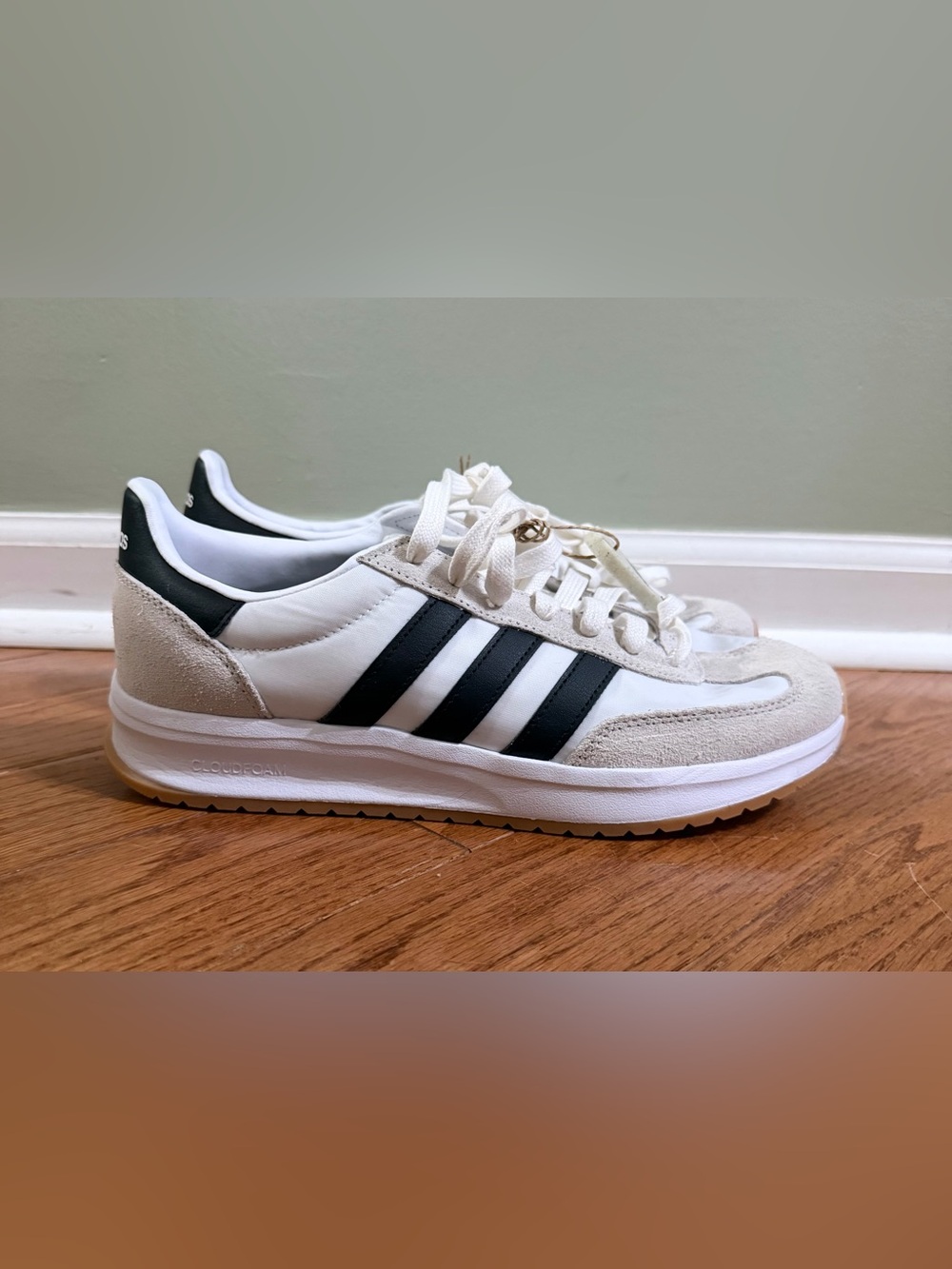 adidas White Sneakers with Black Stripes